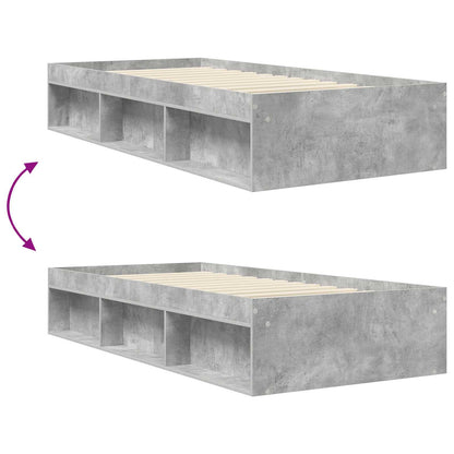 vidaXL Bed Frame with Storage with Shelf Concrete Grey 80 x 200 cm