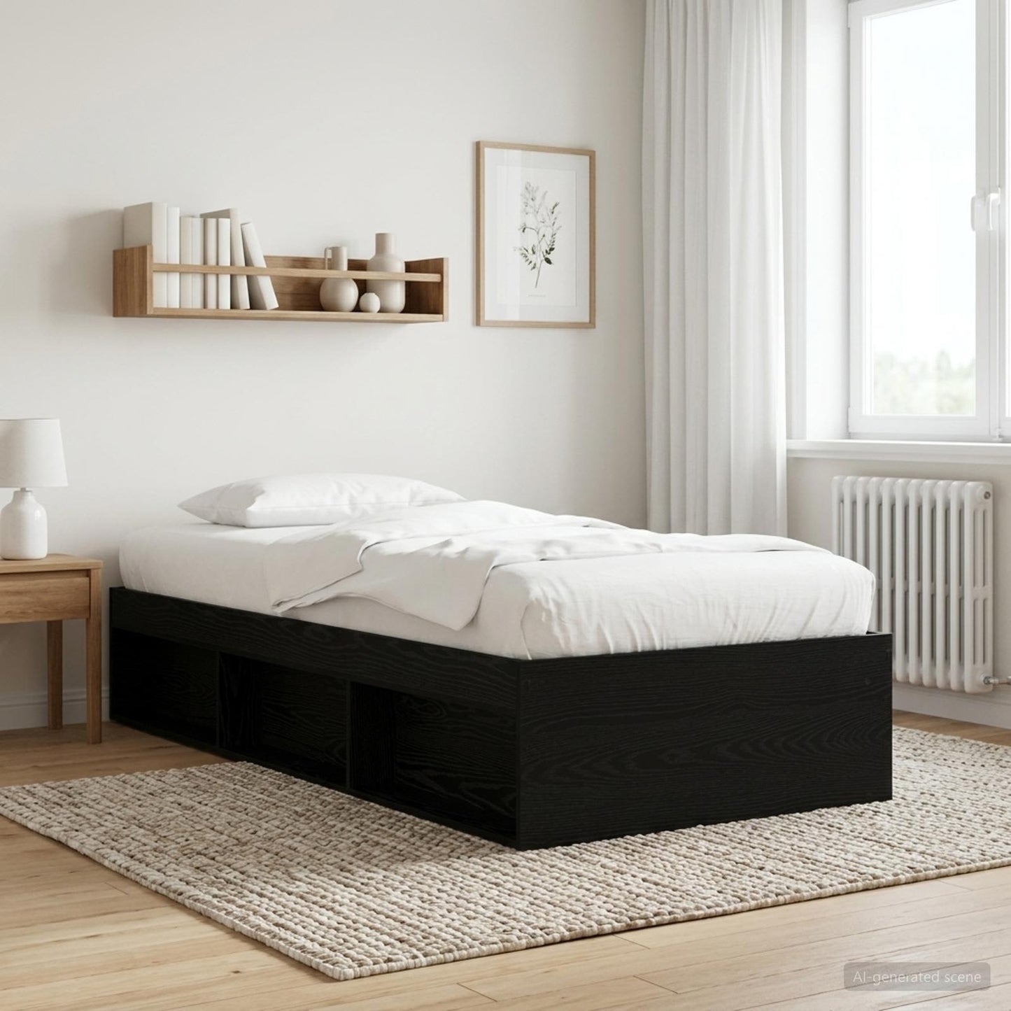 vidaXL Bed Frame with Storage Black Oak 80 x 200 cm Engineered Wood