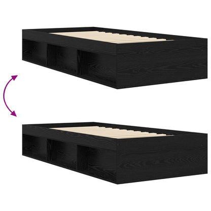 vidaXL Bed Frame with Storage Black Oak 80 x 200 cm Engineered Wood