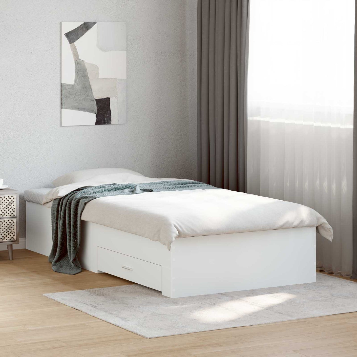 vidaXL Bed Frame with Storage White 80 x 200 cm Engineered Wood