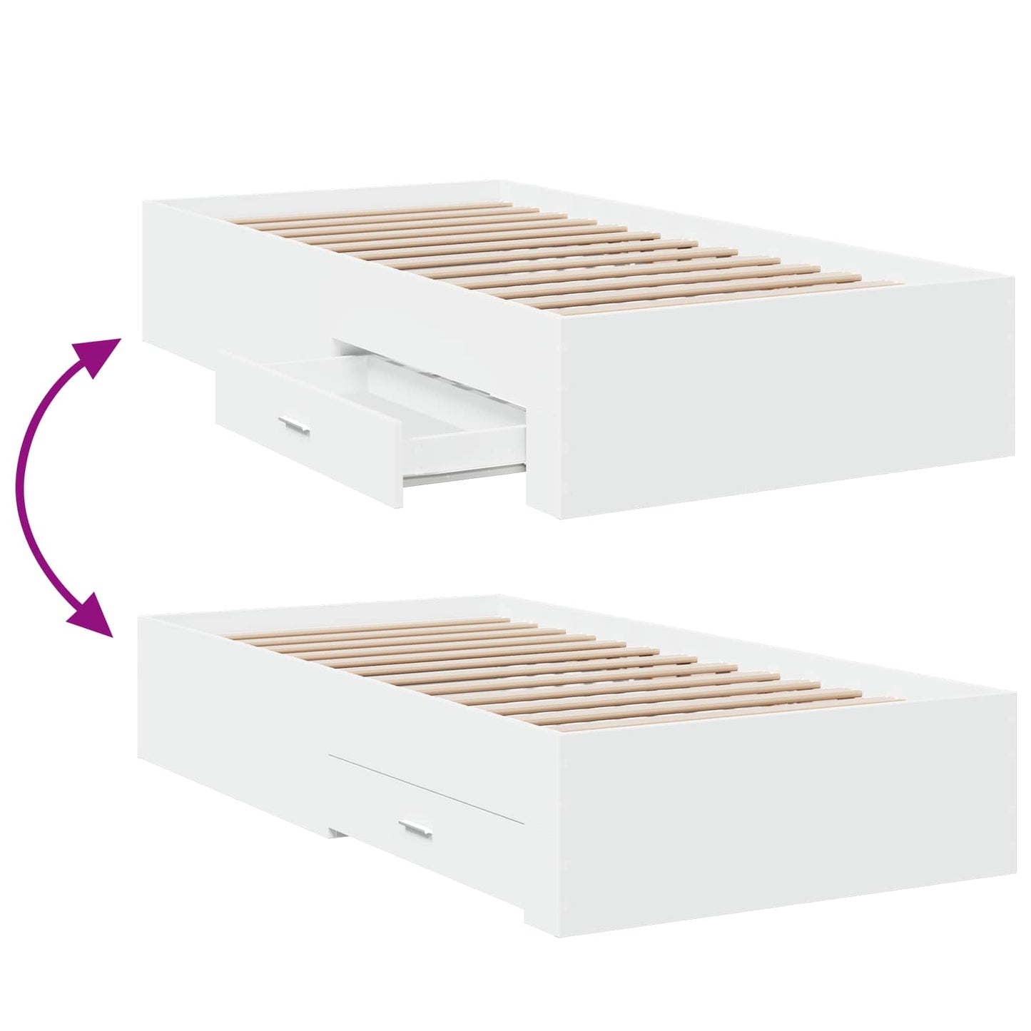 vidaXL Bed Frame with Storage White 80 x 200 cm Engineered Wood