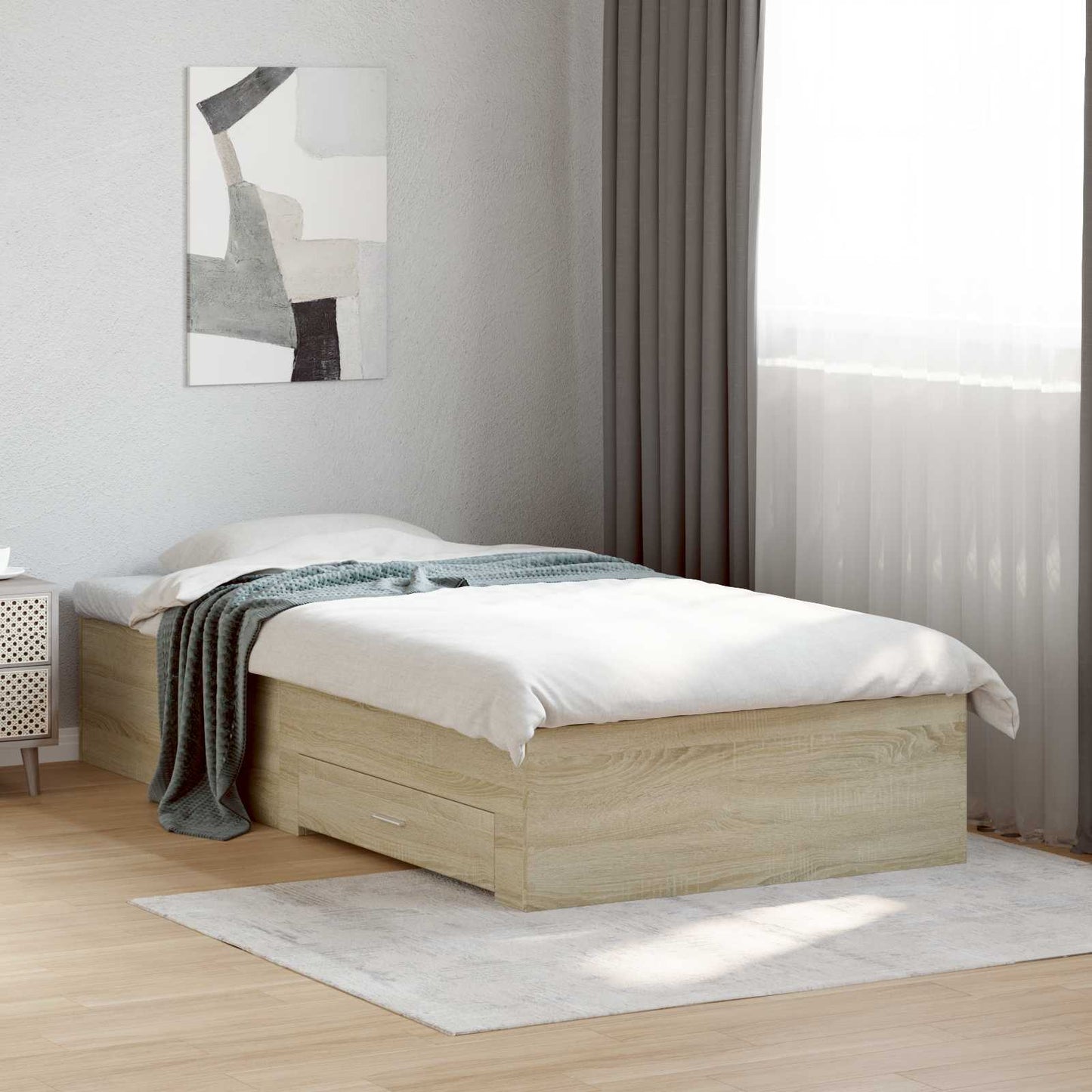 vidaXL Bed Frame with Storage Sonoma Oak 80 x 200 cm Engineered Wood