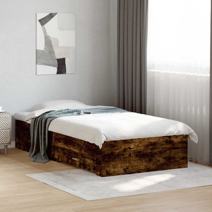 vidaXL Bed Frame with Storage Smoked Oak 80 x 200 cm Engineered Wood