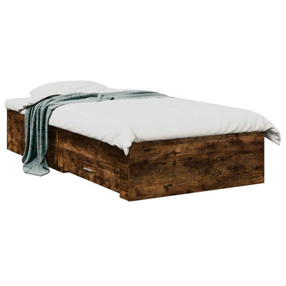 vidaXL Bed Frame with Storage Smoked Oak 80 x 200 cm Engineered Wood