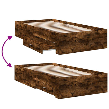 vidaXL Bed Frame with Storage Smoked Oak 80 x 200 cm Engineered Wood