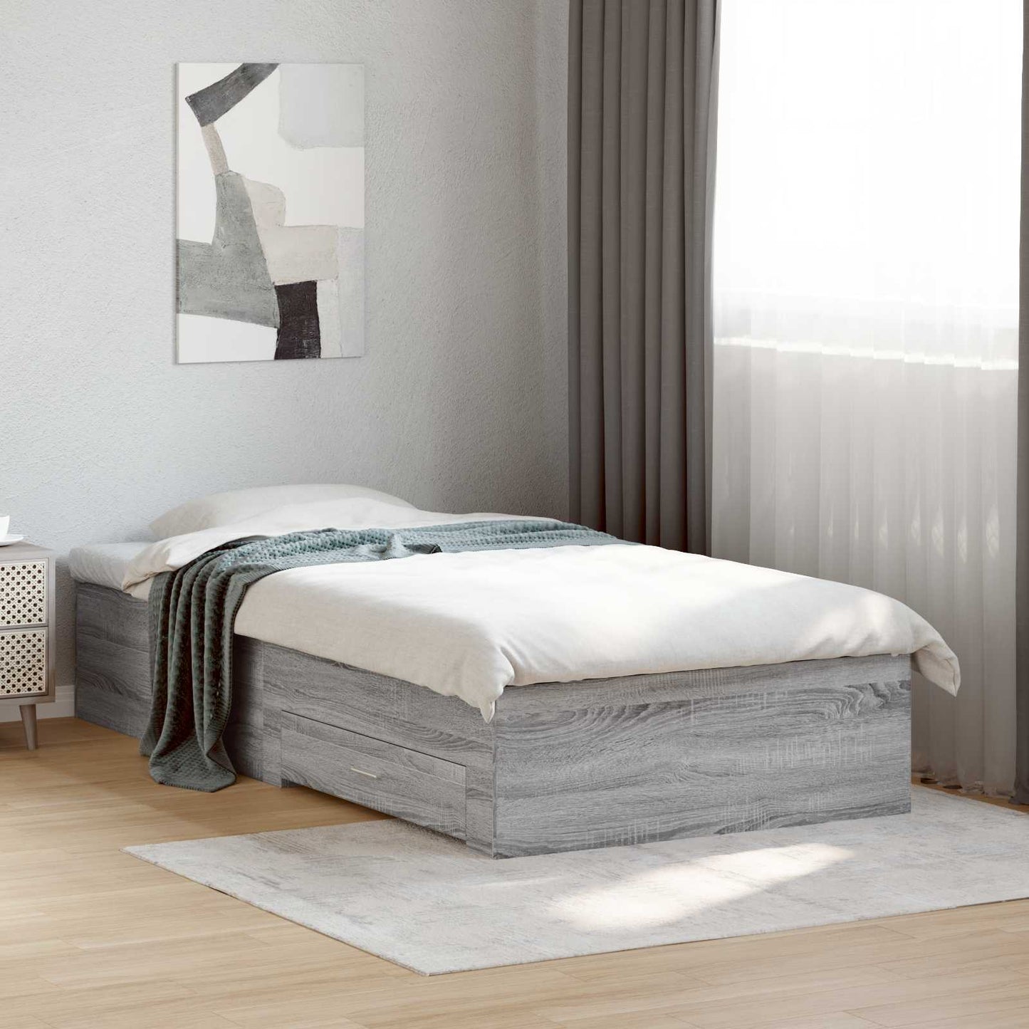 vidaXL Bed Frame with Storage Grey Sonoma 80 x 200 cm Engineered Wood