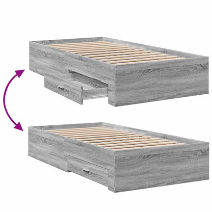 vidaXL Bed Frame with Storage Grey Sonoma 80 x 200 cm Engineered Wood