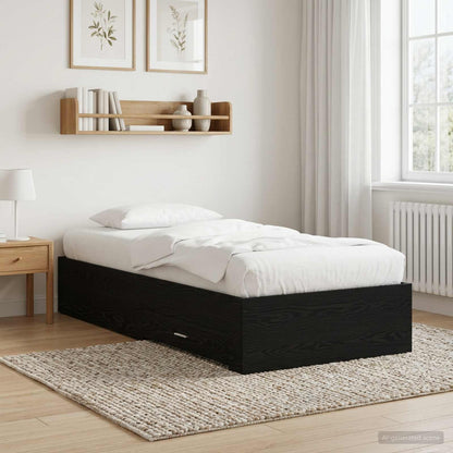 vidaXL Bed Frame with Drawer with Storage Black Oak Engineered Wood