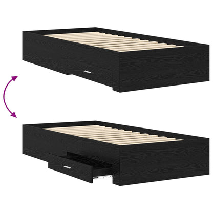 vidaXL Bed Frame with Storage Black Oak 80 x 200 cm Engineered Wood