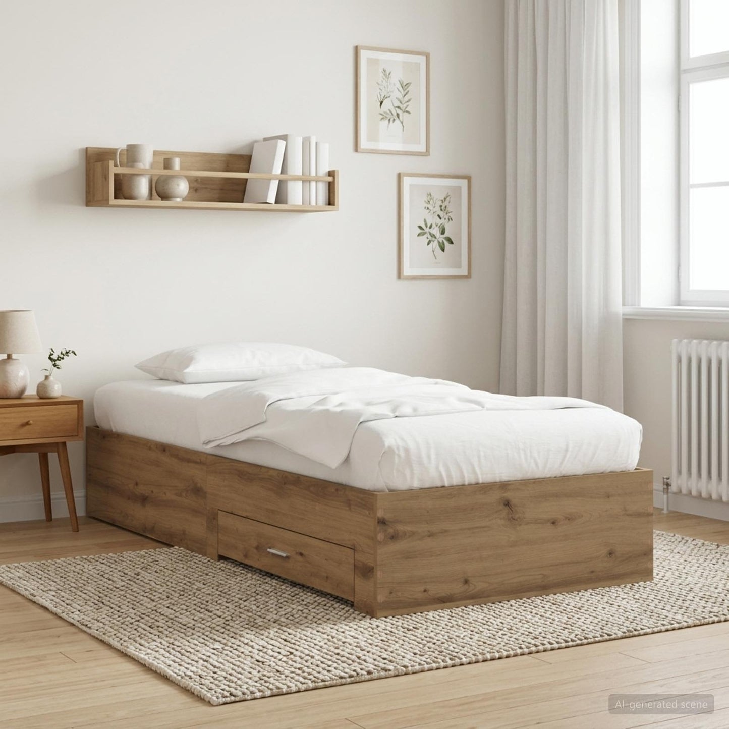 vidaXL Bed Frame with Drawer with Storage Artisian Oak Engineered Wood