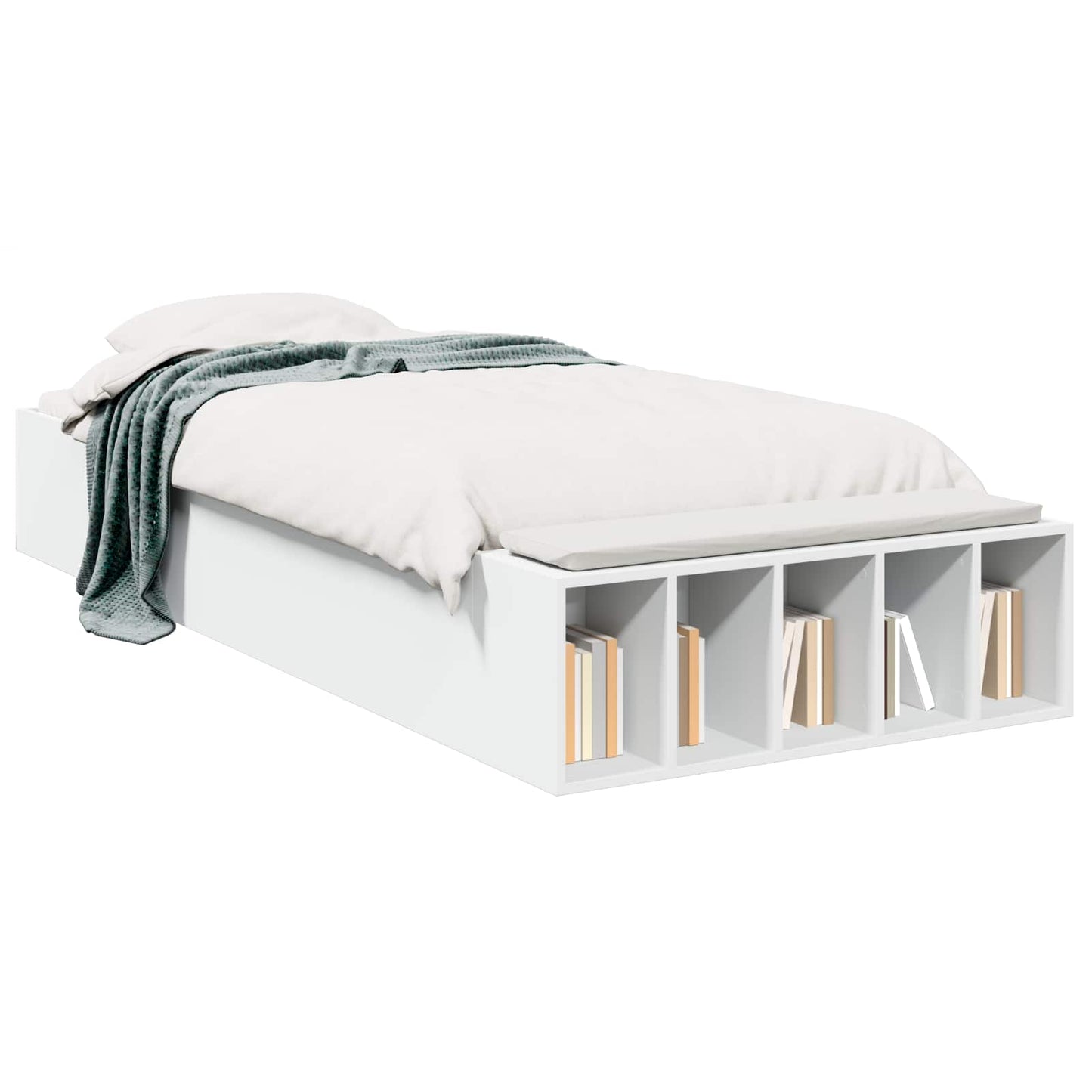 vidaXL Bed Frame with Storage White 80 x 200 cm Engineered Wood