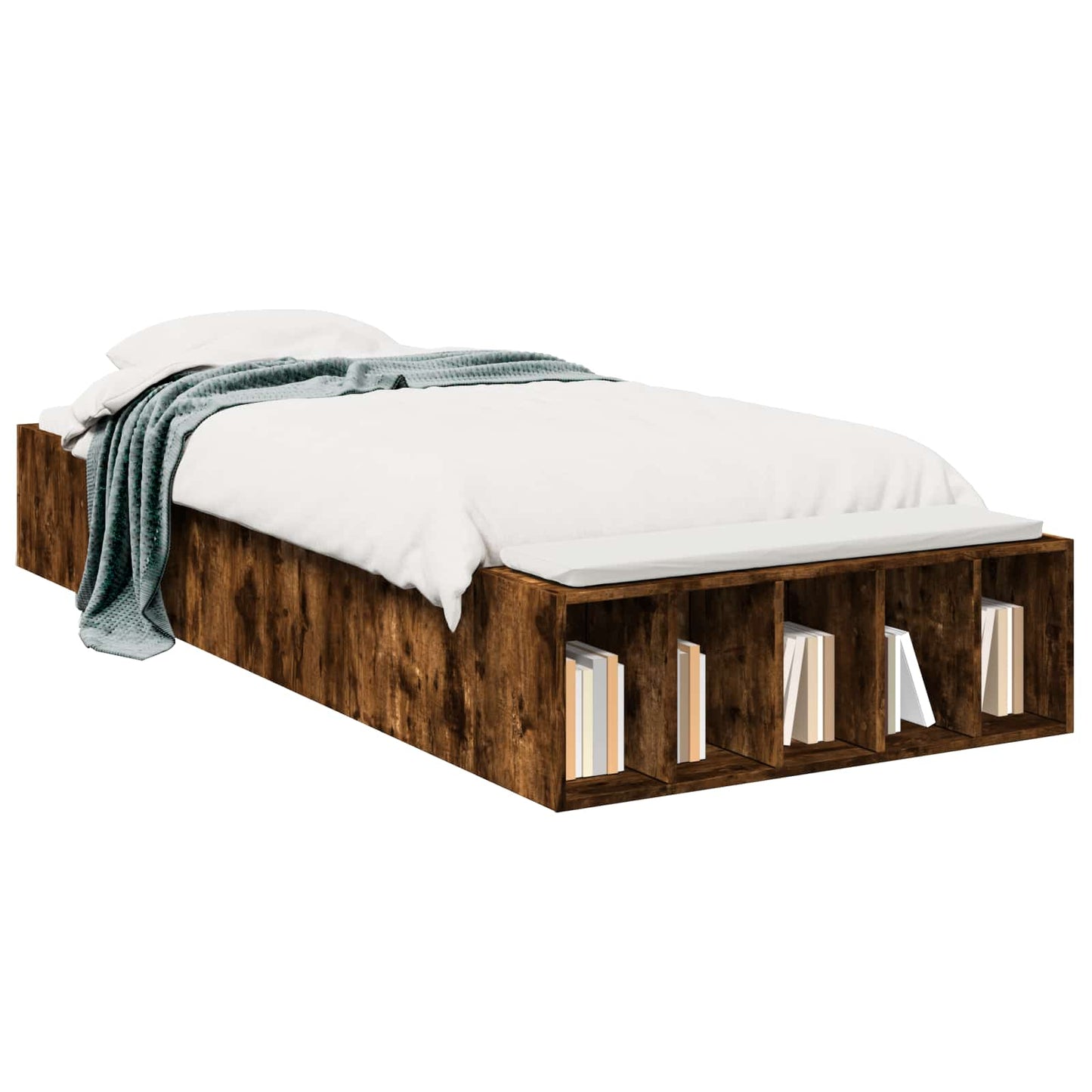 vidaXL Bed Frame with Storage Smoked Oak 80 x 200 cm Engineered Wood