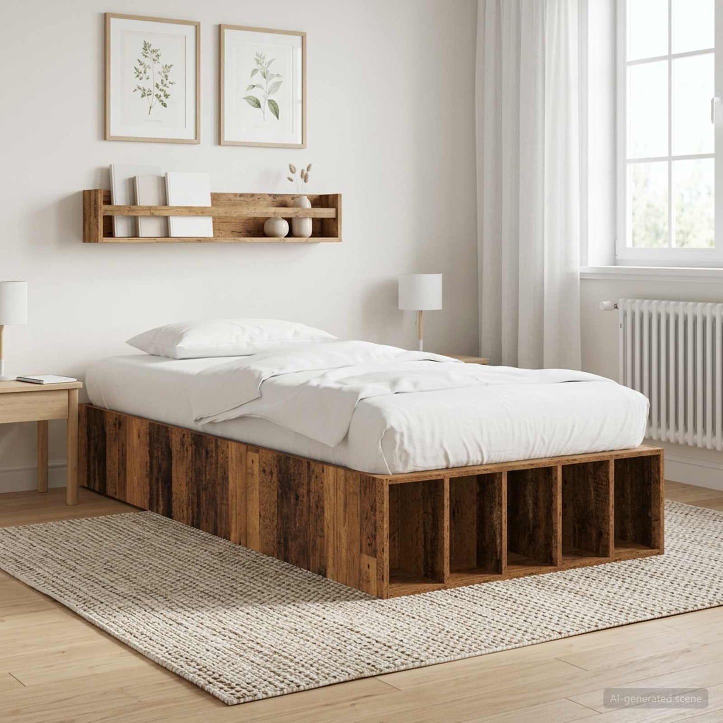 vidaXL Bed Frame with Storage Old Wood 80 x 200 cm Engineered Wood