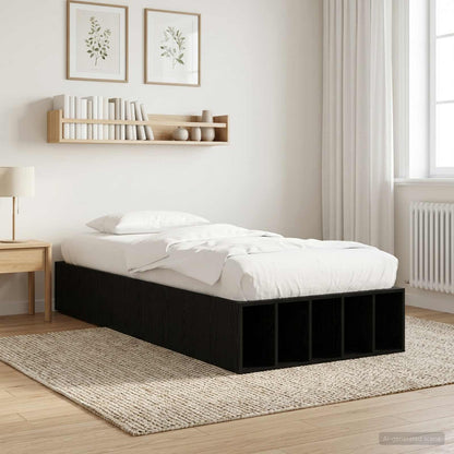 vidaXL Bed Frame with Storage Black Oak 80 x 200 cm Engineered Wood