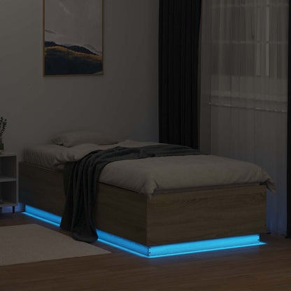 vidaXL Bed Frame with LED Sonoma Oak 80 x 200 cm Engineered Wood