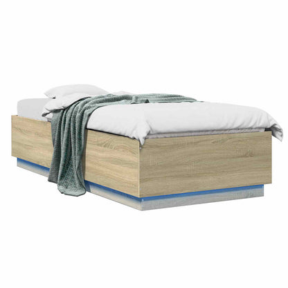 vidaXL Bed Frame with LED Sonoma Oak 80 x 200 cm Engineered Wood