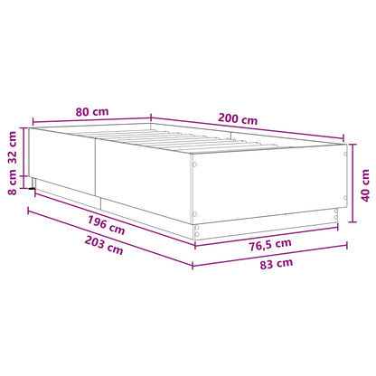 vidaXL Bed Frame with LED Sonoma Oak 80 x 200 cm Engineered Wood