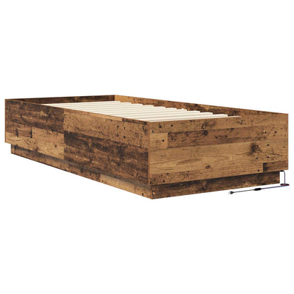 vidaXL Bed Frame with LED Old Wood 80 x 200 cm Engineered Wood