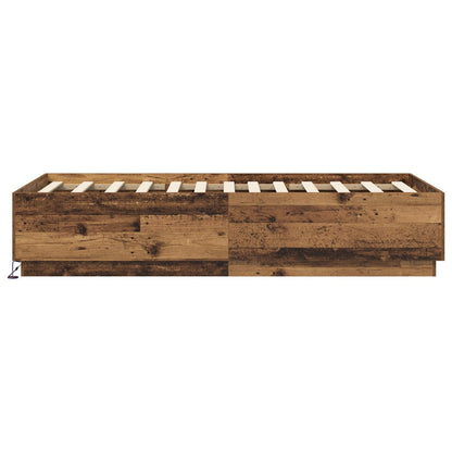 vidaXL Bed Frame with LED Old Wood 80 x 200 cm Engineered Wood