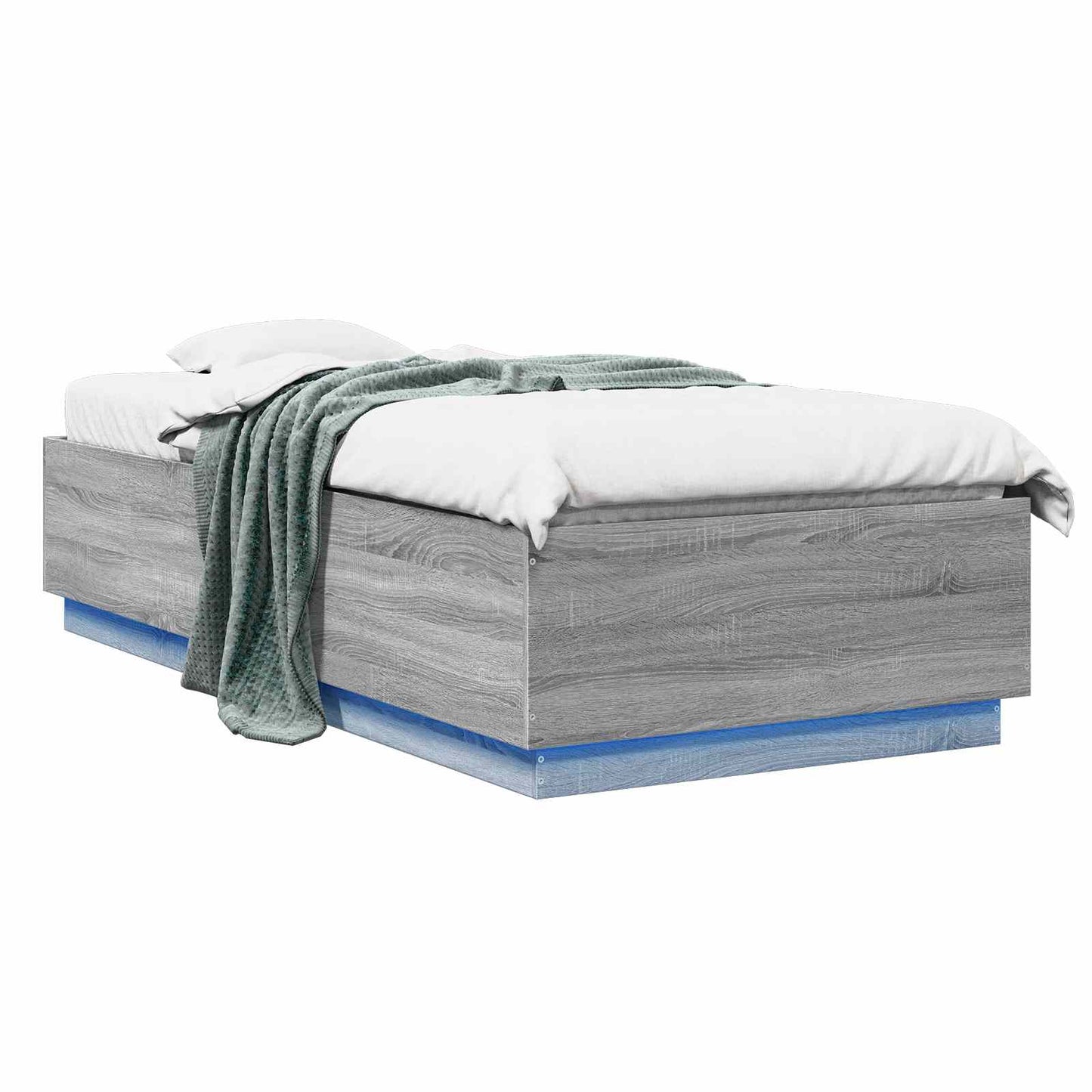 vidaXL Bed Frame with LED Grey Sonoma 80 x 200 cm Engineered Wood