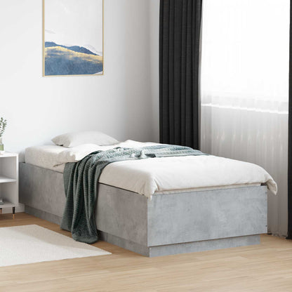 vidaXL Bed Frame with LED Concrete Grey 80 x 200 cm Engineered Wood