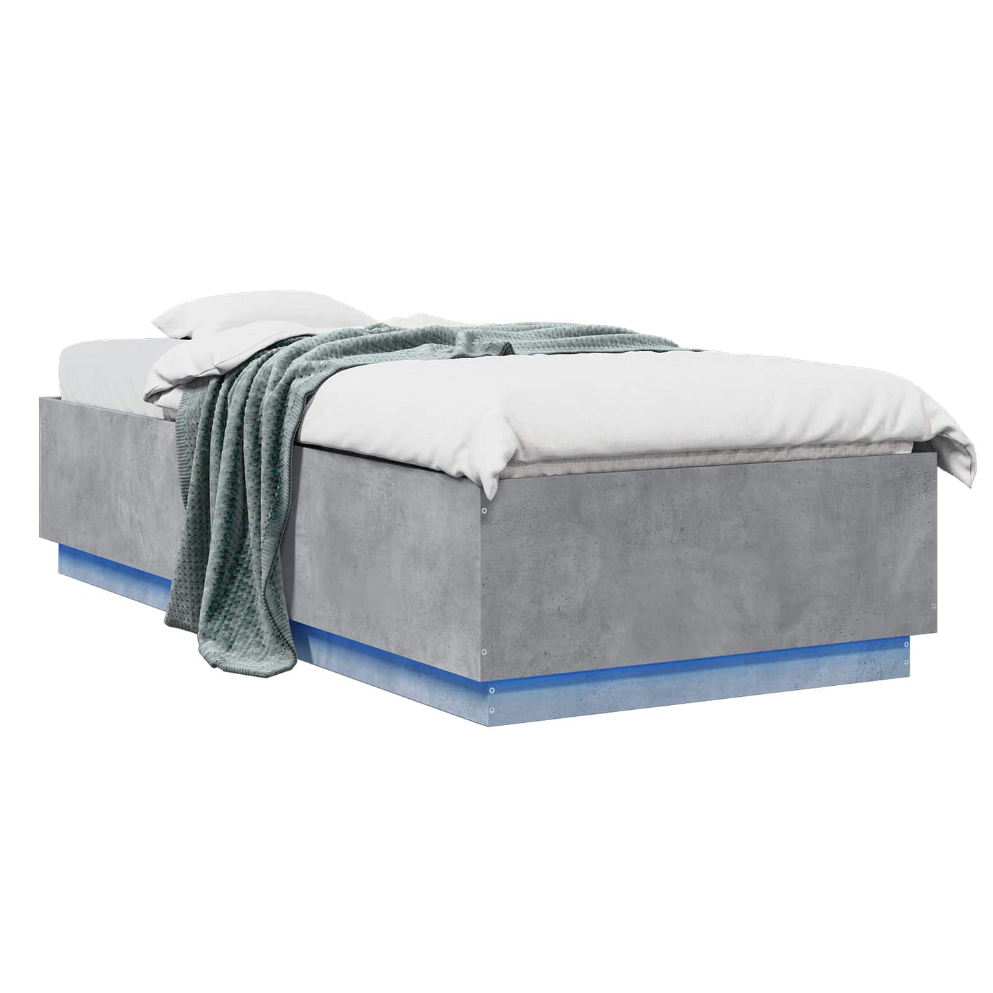 vidaXL Bed Frame with LED Concrete Grey 80 x 200 cm Engineered Wood