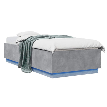 vidaXL Bed Frame with LED Concrete Grey 80 x 200 cm Engineered Wood