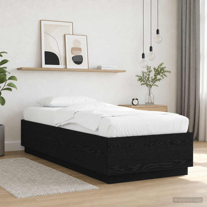vidaXL Bed Frame with LED Black Oak 80 x 200 cm Engineered Wood