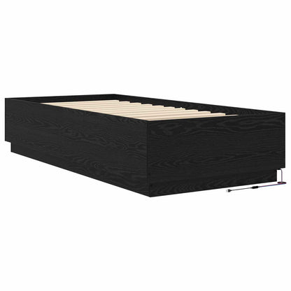 vidaXL Bed Frame with LED Black Oak 80 x 200 cm Engineered Wood