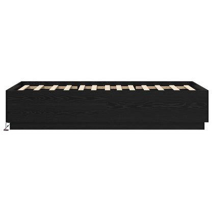 vidaXL Bed Frame with LED Black Oak 80 x 200 cm Engineered Wood