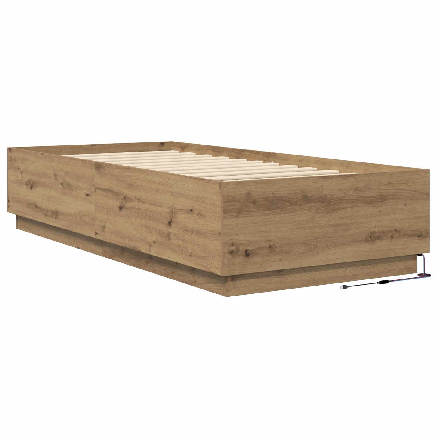 vidaXL Bed Frame with LED Artisian Oak 80 x 200 cm Engineered Wood