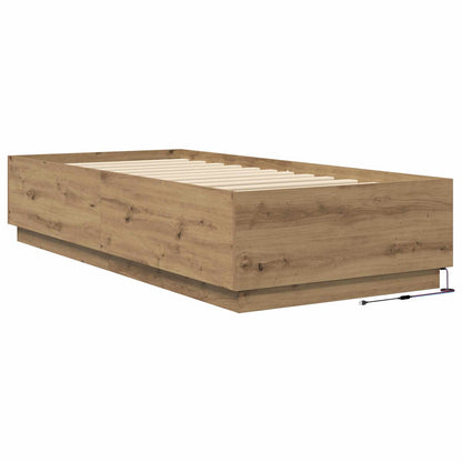 vidaXL Bed Frame with LED Artisian Oak 80 x 200 cm Engineered Wood