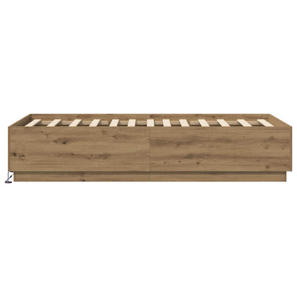 vidaXL Bed Frame with LED Artisian Oak 80 x 200 cm Engineered Wood