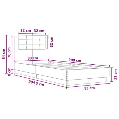 vidaXL Bed Frame with Headboard White 80 x 200 cm Engineered Wood