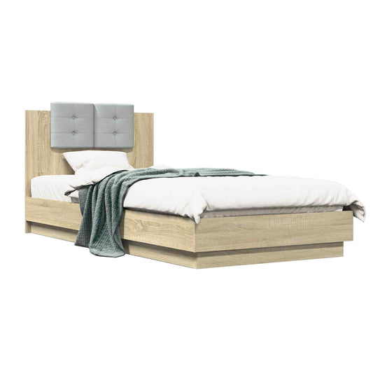 vidaXL Bed Frame with Headboard Sonoma Oak 80 x 200 cm Engineered Wood