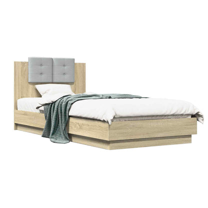 vidaXL Bed Frame with Headboard Sonoma Oak 80 x 200 cm Engineered Wood