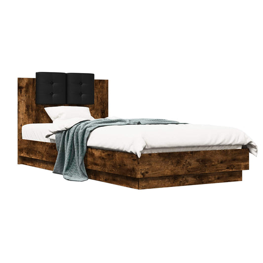vidaXL Bed Frame with Headboard Smoked Oak 80 x 200 cm Engineered Wood