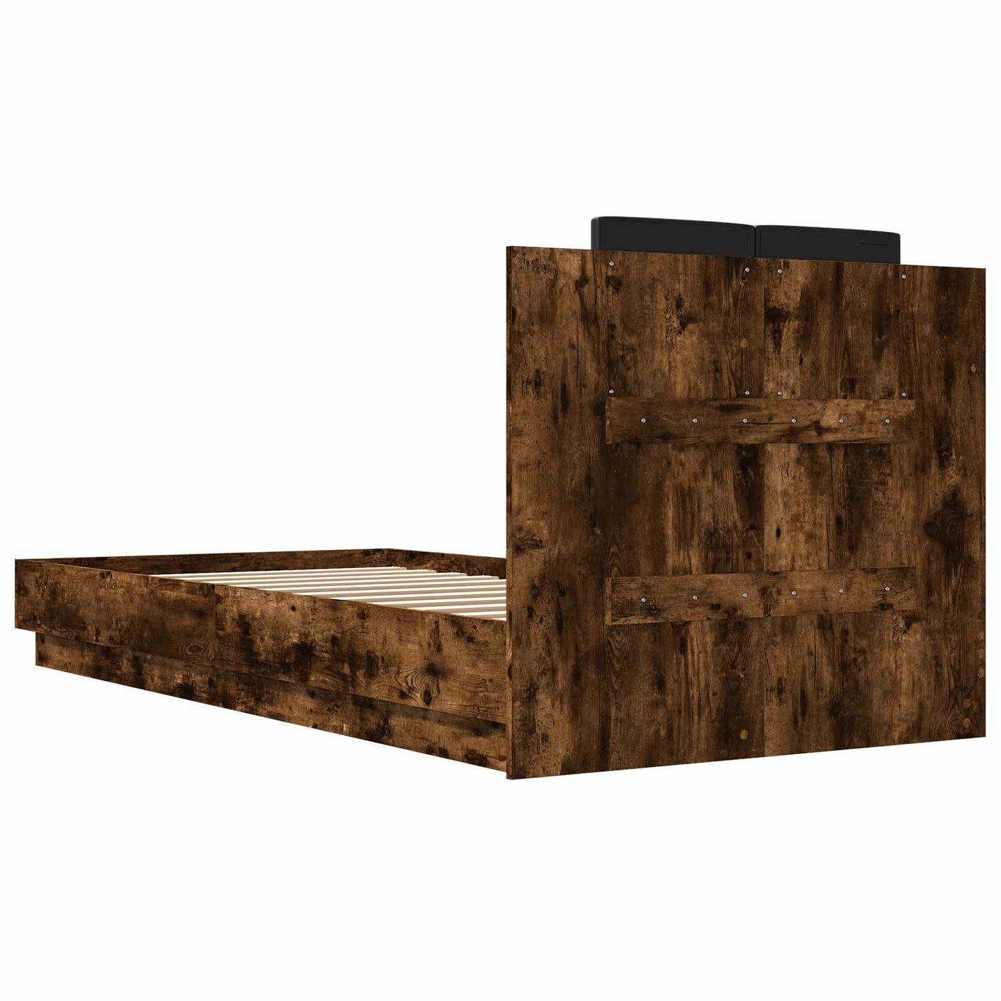 vidaXL Bed Frame with Headboard Smoked Oak 80 x 200 cm Engineered Wood