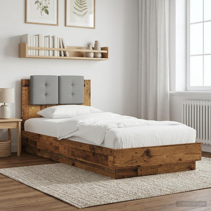vidaXL Bed Frame with Headboard Old Wood 80 x 200 cm Engineered Wood