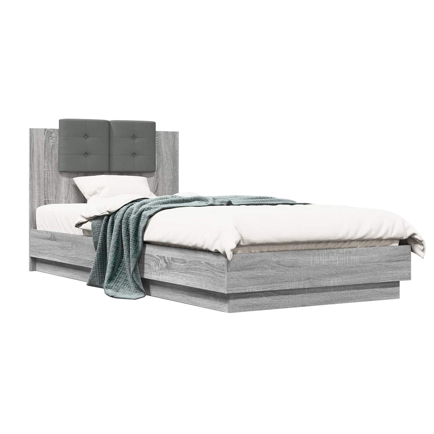 vidaXL Bed Frame with Headboard with Headboard Grey Sonoma 80 x 200 cm
