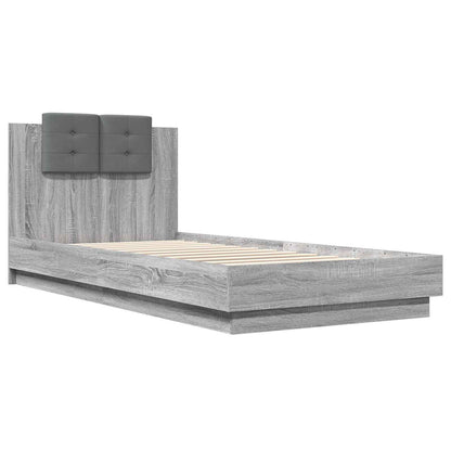 vidaXL Bed Frame with Headboard with Headboard Grey Sonoma 80 x 200 cm