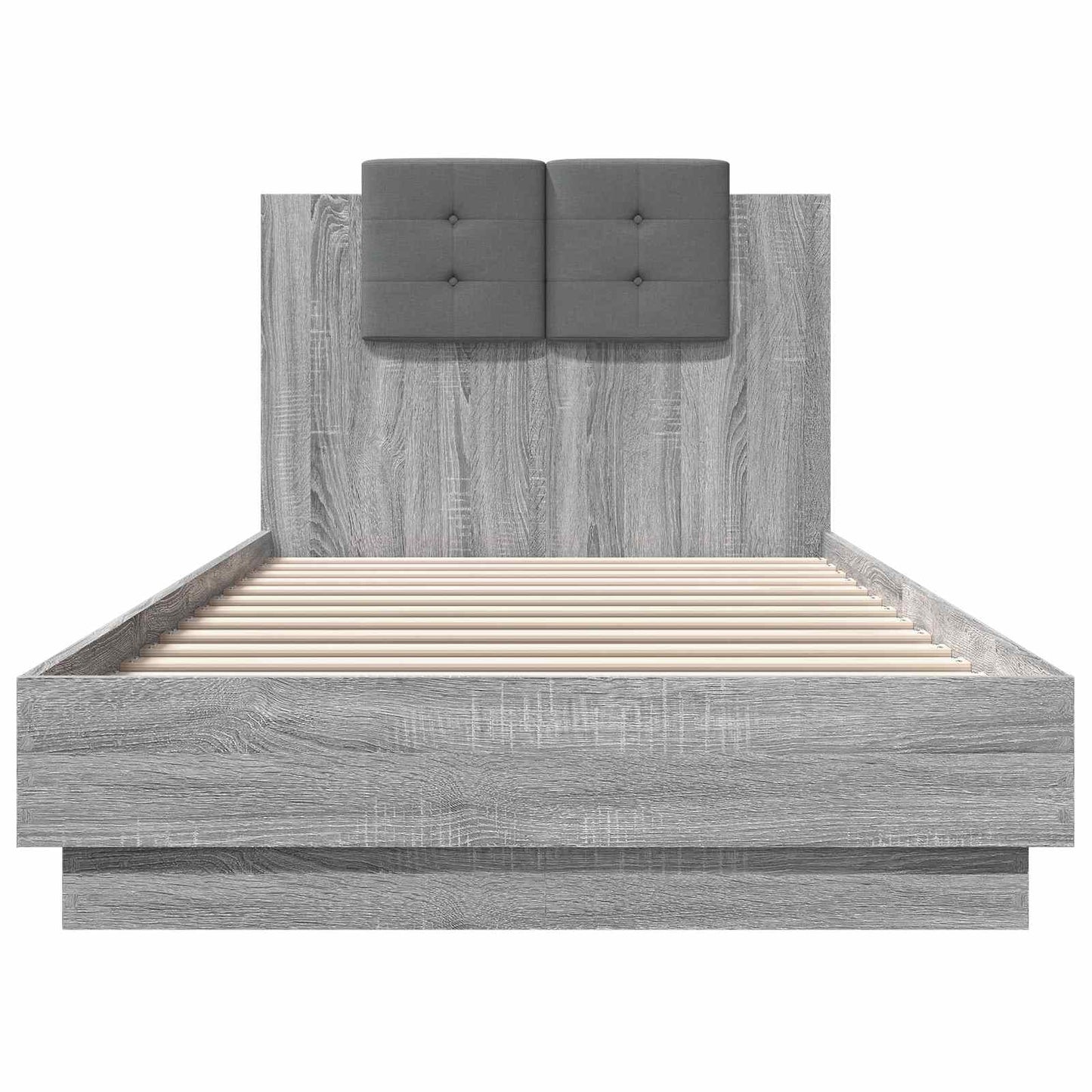 vidaXL Bed Frame with Headboard with Headboard Grey Sonoma 80 x 200 cm