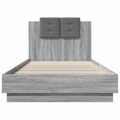 vidaXL Bed Frame with Headboard with Headboard Grey Sonoma 80 x 200 cm