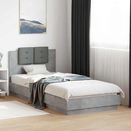 vidaXL Bed Frame with Headboard Concrete Grey 80 x 200 cm