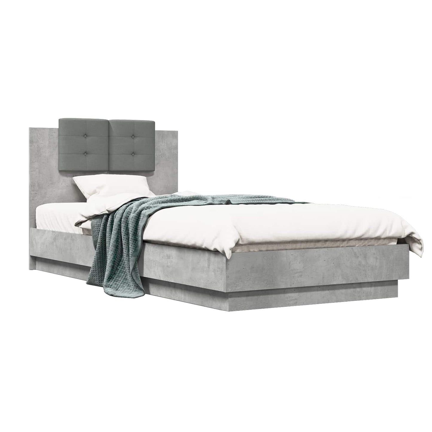 vidaXL Bed Frame with Headboard Concrete Grey 80 x 200 cm