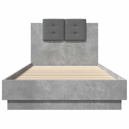 vidaXL Bed Frame with Headboard Concrete Grey 80 x 200 cm