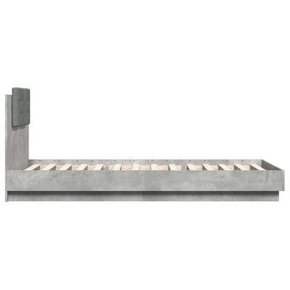 vidaXL Bed Frame with Headboard Concrete Grey 80 x 200 cm