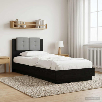 vidaXL Bed Frame with Headboard Black Oak 80 x 200 cm Engineered Wood