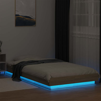 vidaXL Bed Frame with LED Sonoma Oak 80 x 200 cm Engineered Wood