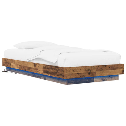 vidaXL Bed Frame with LED Old Wood 80 x 200 cm Engineered Wood